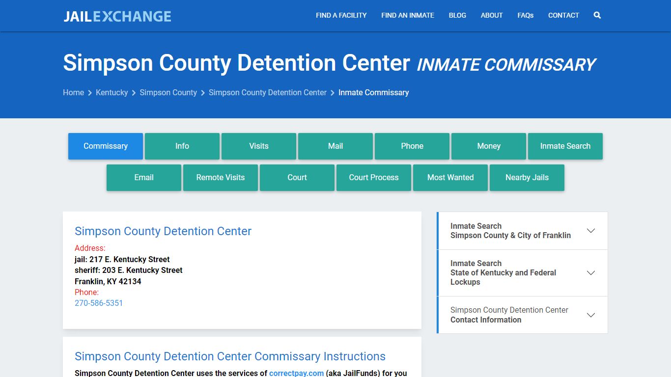 Simpson County Detention Center Inmate Commissary - Jail Exchange