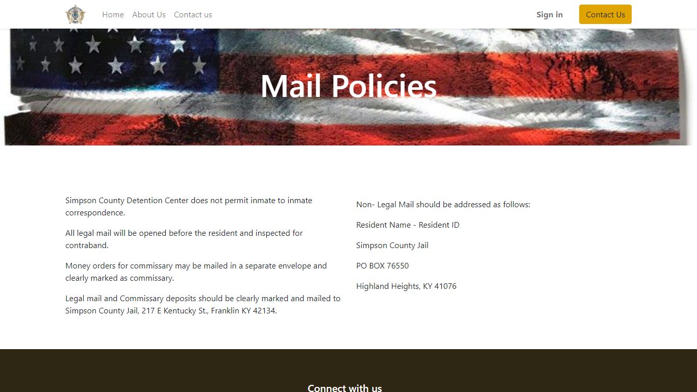 mail policies | Simpson County Detention Center